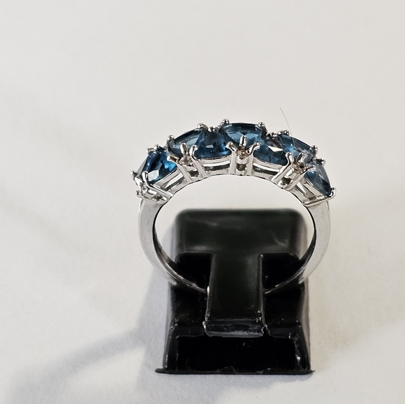 Genuine London Blue Topaz Rhodium Over Sterling Silver Ring! Sz 7 - Picture 7 of 16